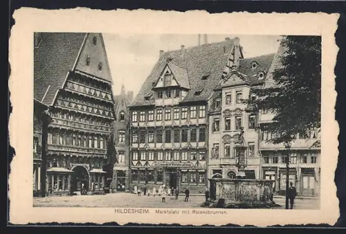 AK Hildesheim, Marktplatz mit Rolandbrunnen, Knochenhauer Amtshaus, Limprecht`schen Haus