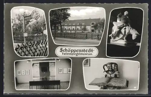 AK Schöppenstedt, Eulenspiegelmuseum, Ausstellungen, Skulpturen, Museumsgebäude