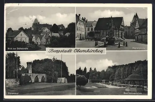 AK Obernkirchen, Stiftskirche, Marktplatz, Ehrenmal, Bad Sonnenbrink