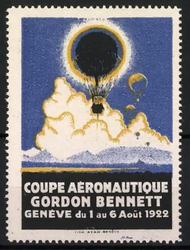 Reklamemarke Genf, Coupe Aéronautique Gordon Bennett 1922, Gasballon