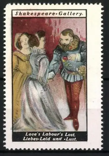 Reklamemarke Shakespeare-Gallery, Love`s Labour`s Lost, Liebes-Leid und Lust, Szene aus dem Schauspiel