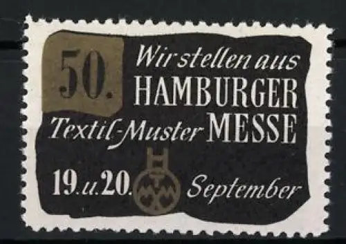Reklamemarke Hamburg, 50. Textil-Muster-Messe, Messe-Emblem