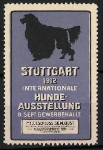 Reklamemarke Stuttgart 1912, Internationale Hunde-Ausstellung, Hundesilhouette