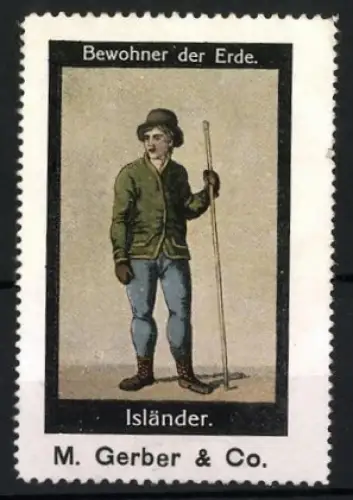 Reklamemarke Bewohner der Erde, Isländer mit Stock