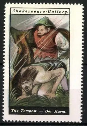 Reklamemarke Shakespeare Gallery, The Tempest, Der Sturm, Figuren im Sturm