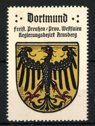 Reklamemarke Dortmund, Freistaat Preussen /Provinz Westfalen, Adlerwappen, Kaffee-HAG Serie
