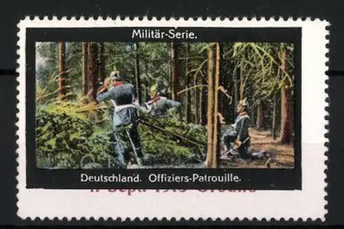 Reklamemarke Deutschland, Offiziers-Patrouille, Militär im Wald