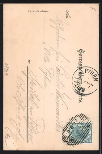 AK Maria Strassengel, Strassenpartie mit Kirche