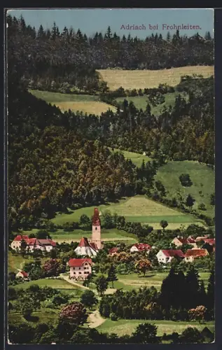 AK Adriach bei Frohnleiten, Ortspartie mit Kirche