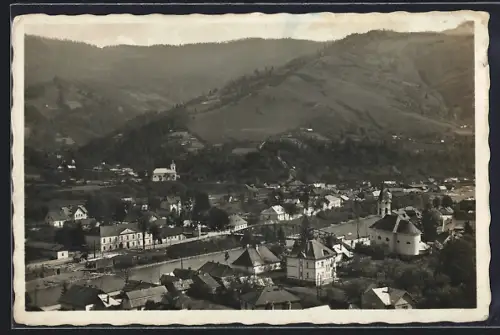 AK Rachov, Gesamtansicht mit Brücken u. Bergpanorama