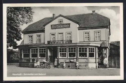 AK Neustadt / Harz, Ratskeller mit Roland