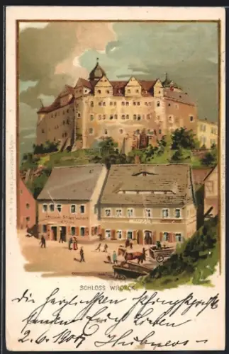 Künstler-AK Zschopau, Schloss Wildeck, Gasthaus Schloss Wildeck