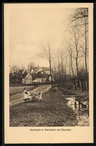 AK Wernsdorf / Glauchau, Dorfidylle mit Kindern