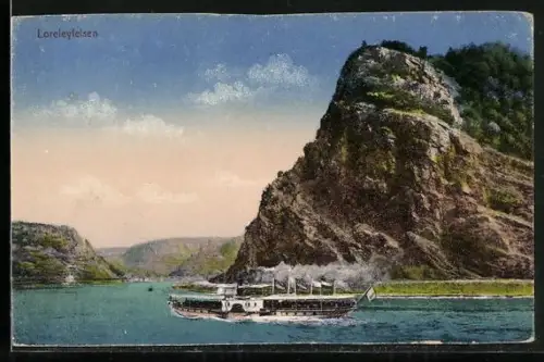 AK Loreleyfelsen mit Wasserpartie
