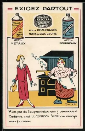 Künstler-AK Electra, Mecano, Cordon Bleu, Exigez Partout
