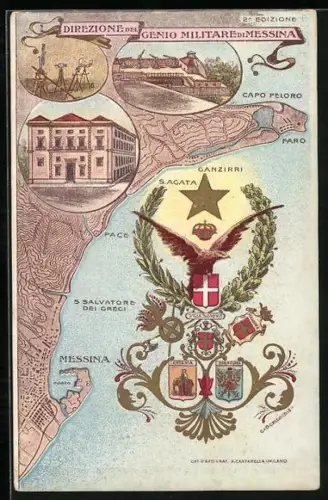 Künstler-AK Direzione del Genio Militaire di Messina
