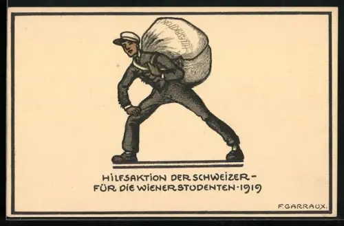 Künstler-AK F. Garraux: Hilfsaktion der Schweizer für die Wiener Studenten 1919