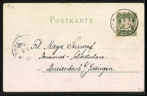 Lithographie Studenten stossen auf ihren Landesfürsten