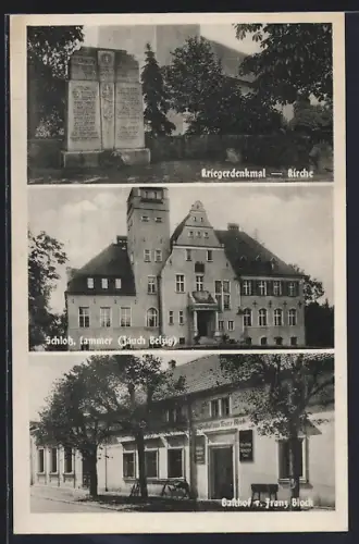 AK Cammer / Mark, Gasthof v. Franz Block, Schloss, Kriegerdenkmal u. Kirche