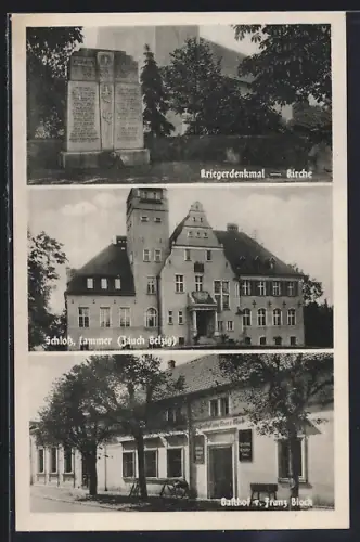 AK Cammer / Mark, Gasthof v. Franz Block, Schloss, Kriegerdenkmal u. Kirche