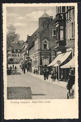 AK Homburg / Saarpfalz, Strasse mit geschäftigem Treiben