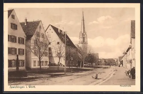 AK Spaichingen i. Württ., Hauptstrasse, Kirche