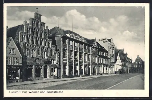 AK Husum / Nordsee, Haus Werner, Thomas Hotel, Grossstrasse
