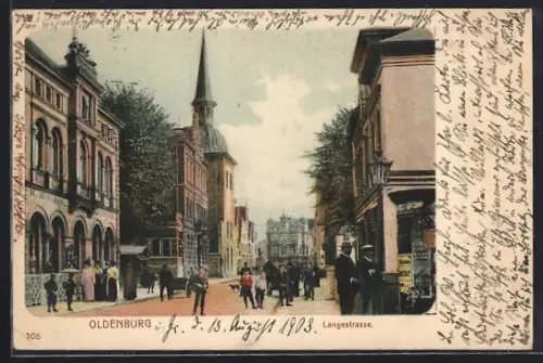 AK Oldenburg / O., Passanten in der Langestrasse