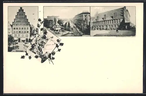 AK Hannover, Alte Kanzlei, Altes Rathaus, Blick in die Georgstrasse