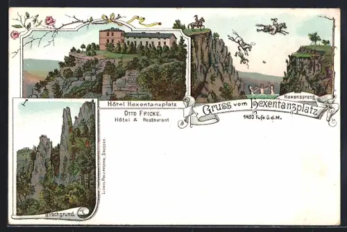 AK Hexentanzplatz, Hotel Hexentanzplatz, Hexensprung, Hirschgrund