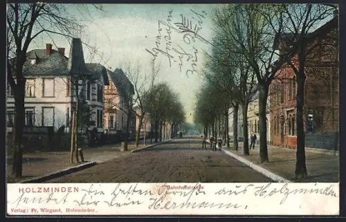 AK Holzminden, Bahnhofstrasse mit Kindern