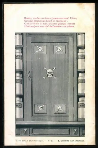 Lithographie Carte postale pharmaceutique No. 11, L`armoire aux poisons