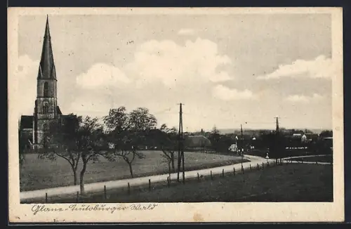 AK Glane /Teutoburger Wald, Strassenpartie mit Kirche