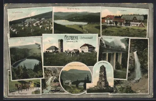 AK Feldberg / Schwarzwald, Bismarckdenkmal, Postkutsche, Feldbergerhof