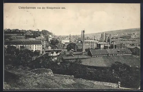 AK Unterbarmen, Ortsansicht von der Königstrasse aus