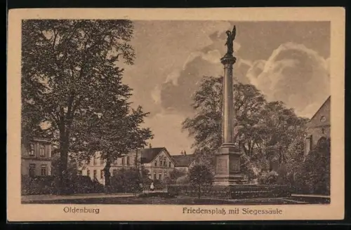 AK Oldenburg / O., Friedensplatz mit Siegessäule