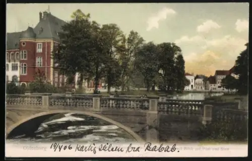 AK Oldenburg / O., Amalienbrücke mit Post und Stau