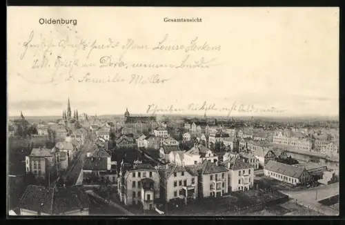 AK Oldenburg / O., Gesamtansicht mit Strassenpartie