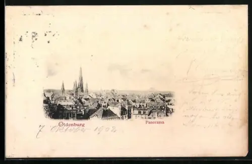 AK Oldenburg / O., Panorama mit Kirche