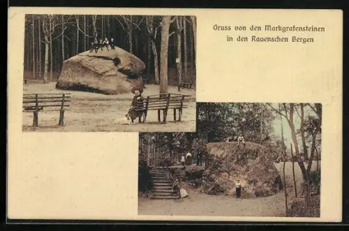 AK Rauen / Mark, Rauensche Berge, Markgrafensteine im Wald