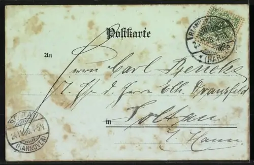 Mondschein-AK Blankenburg / Harz, Ortspanorama