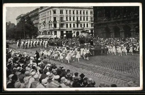 AK Wien, X. Sängerbundesfest, Festzug mit Globus