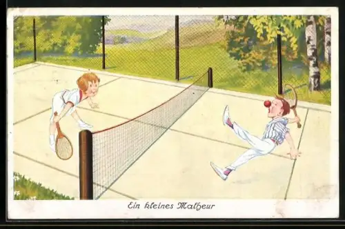AK Ein kleines Malheur, Tennisball trifft Tennisspieler an der Nase
