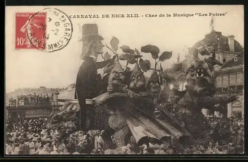 AK Nice, Carnaval de Nice XL.II., Char de la Musique Les Poires