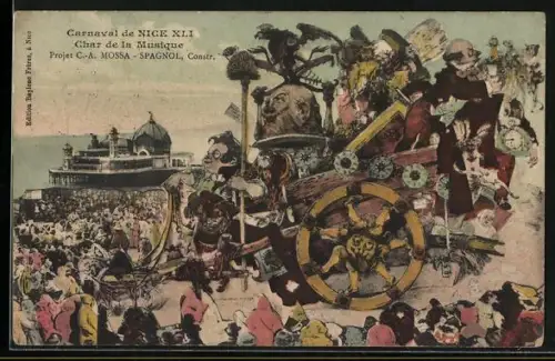 AK Nice, Carnaval de Nice XL.I, Char de la Musique