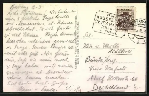 AK Berwang, Skifahrer auf der Abendspitze mit Talblick