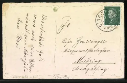 AK Kleine Skiläufer an einem Abhang, Neujahrsgruss