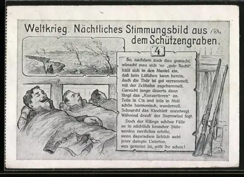 AK Schlafende Soldaten im Schützengraben