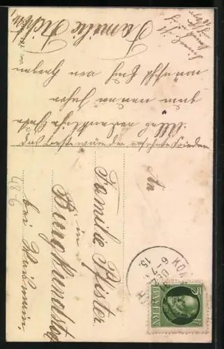 AK Mädchen am Telefon in Stube