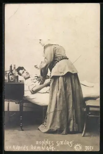 AK Bonnes Soeurs, Krankenschwester versorgt einen Mann